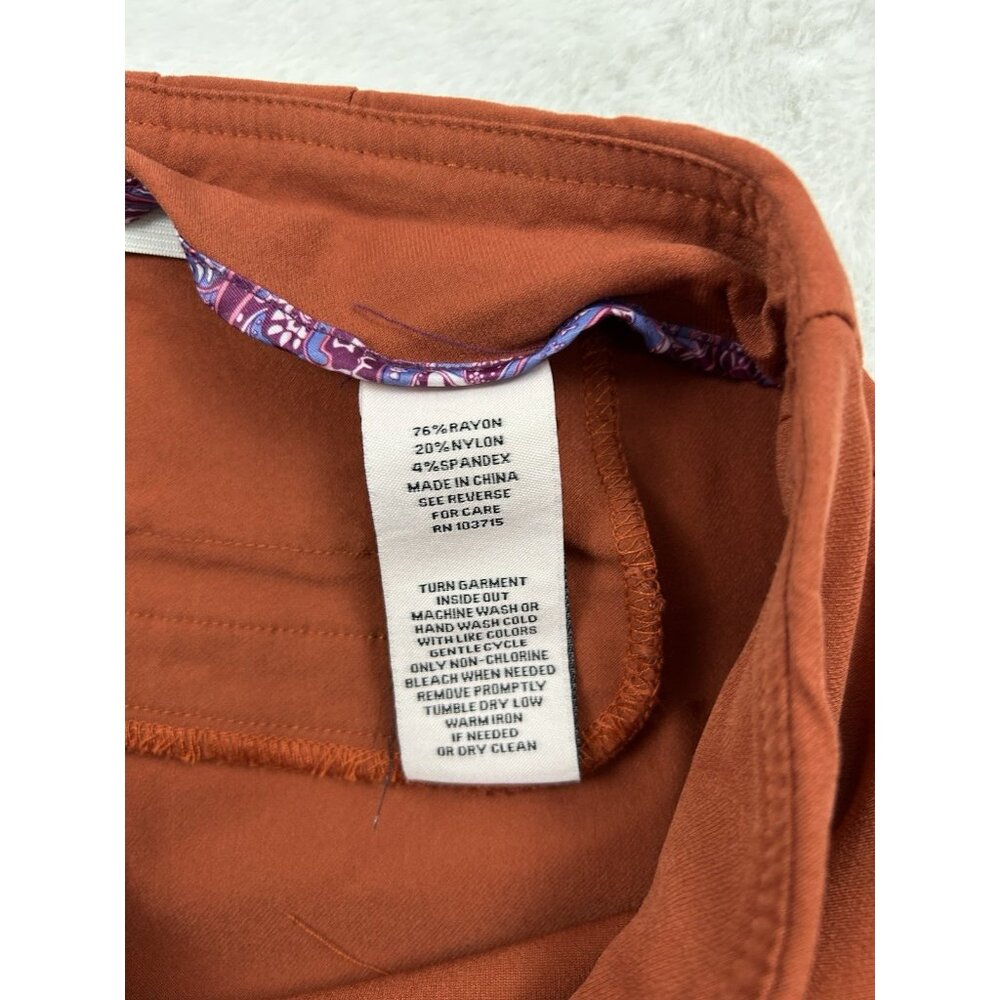 Nanette Lepore Women's Orange Pull On Slit Cuff Cropped Pants Size Large Rayon - Picture 9 of 9